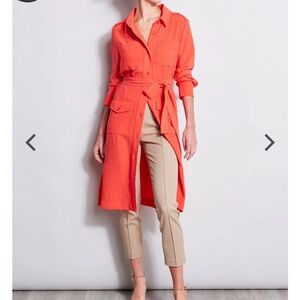elie Tahari shirt dress, tomato, xs, NWT